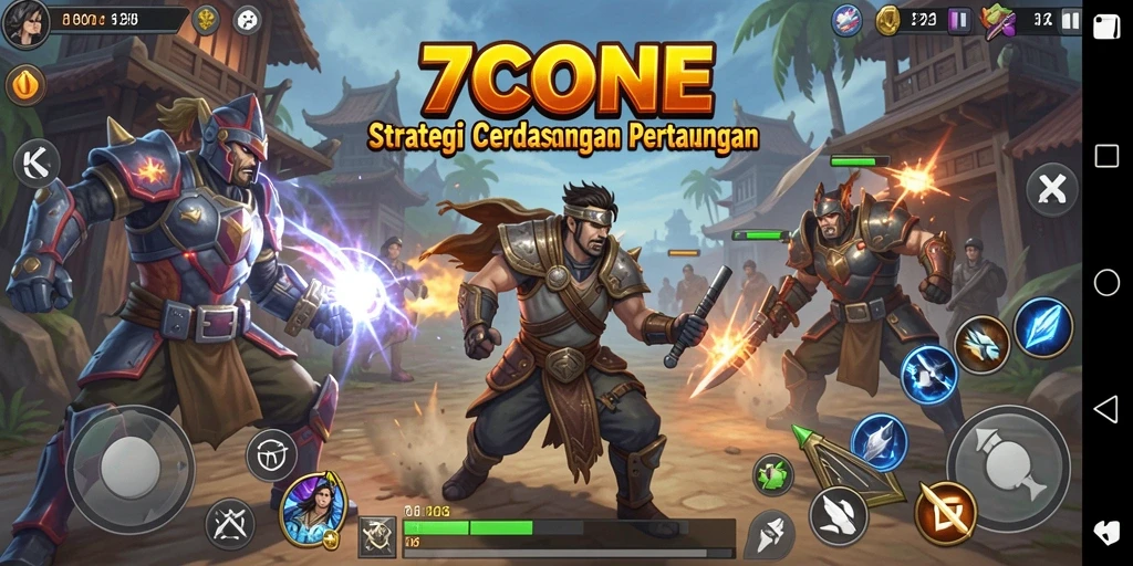 Screenshot gameplay <strong>7CONE</strong> yang menampilkan strategi pertempuran intens.