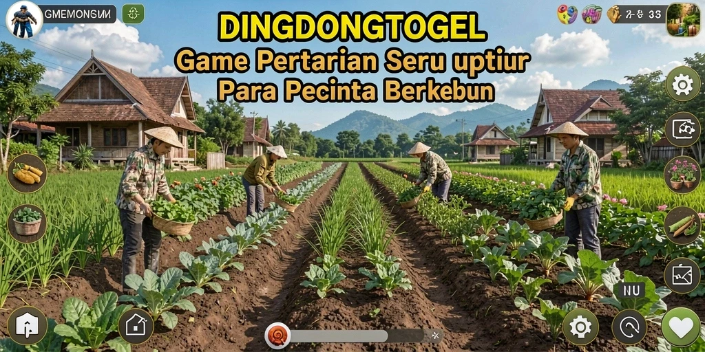 Tangkapan layar gameplay DINGDONGTOGEL menampilkan aktivitas bertani yang seru dan interaktif.