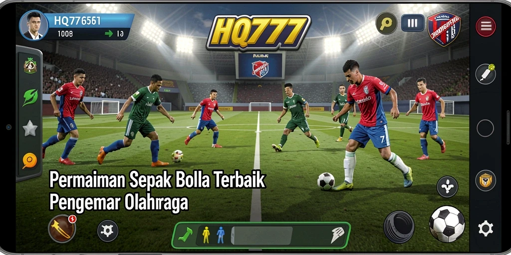 Tangkapan layar menampilkan aksi seru gameplay sepak bola.