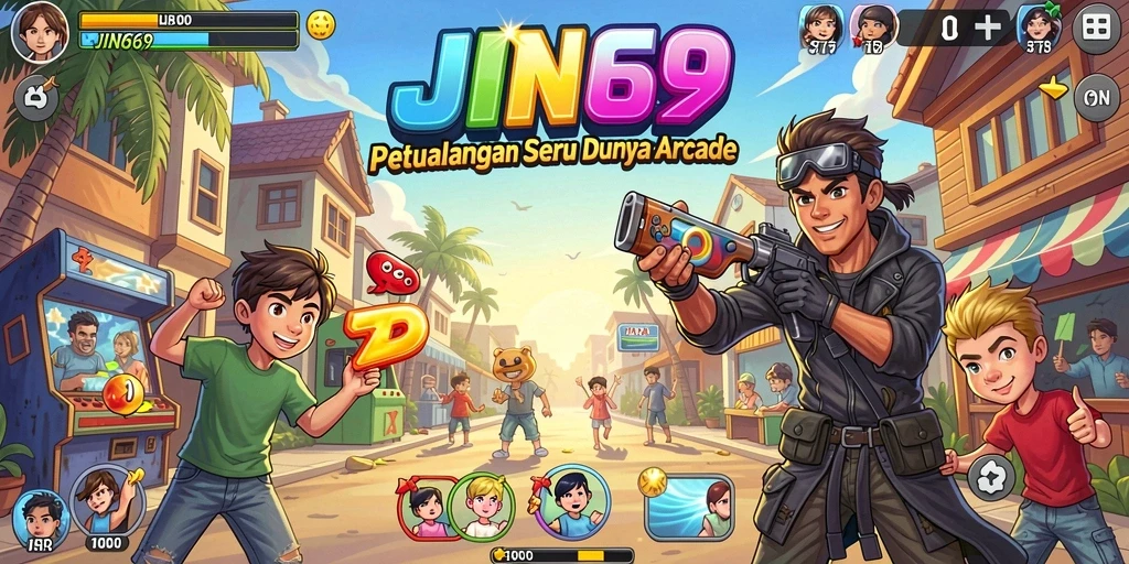 Tangkapan layar permainan JIN69 menampilkan aksi seru di dalam level arcade.