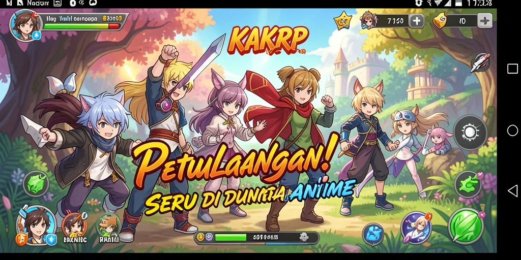 Tampilan gameplay KAKRP yang penuh aksi dan karakter Anime.