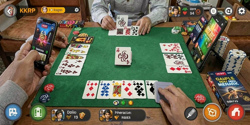 Screenshot gameplay seru dari KKRP yang menampilkan aksi Gaple.