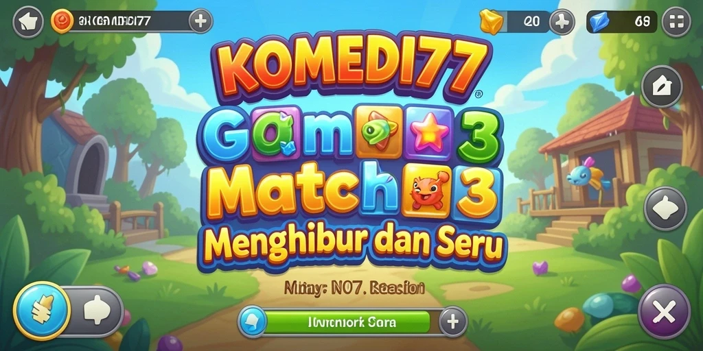 Screenshot gameplay KOMEDI77 yang menampilkan tantangan Match-3.