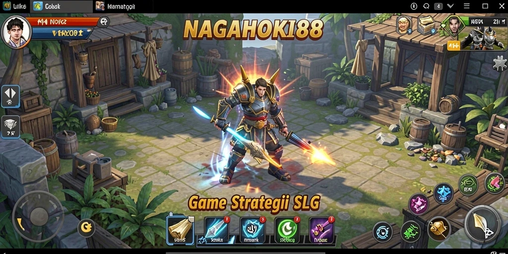 Screenshot gameplay NAGAHOKI88 menampilkan tindakan strategis dan pembangunan wilayah.