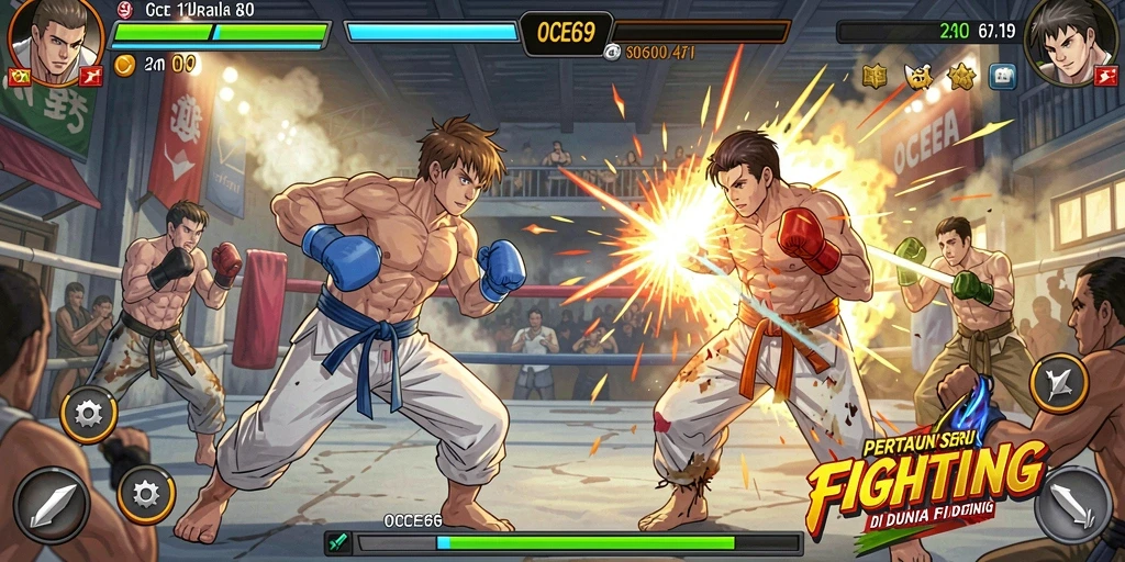 Gameplay Fighting OCE69 yang intens dan mendebarkan.