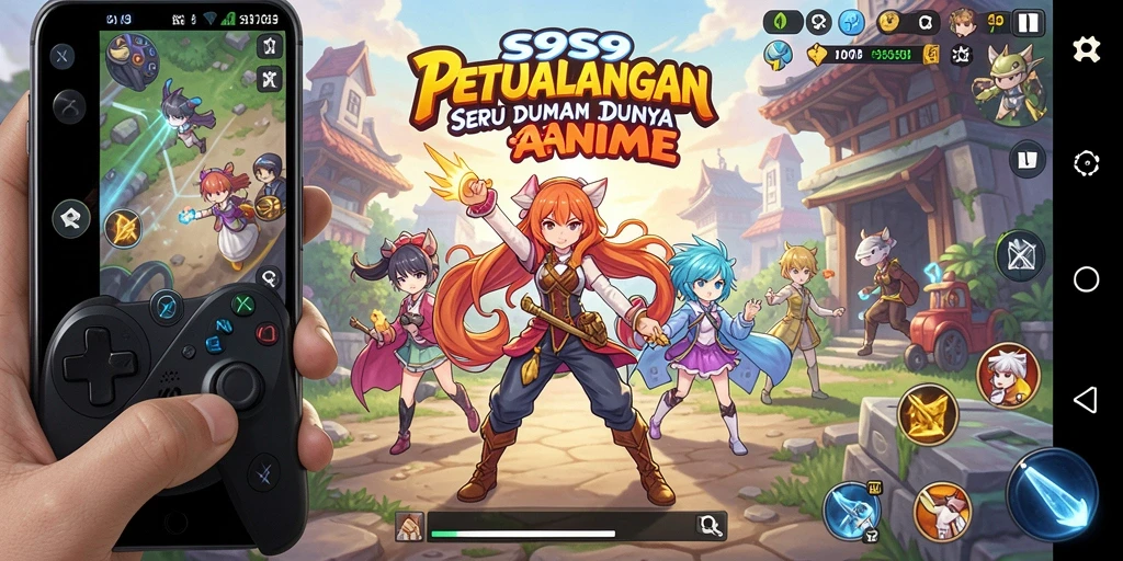 Tampilan gameplay S9S9 dengan karakter anime yang menarik.