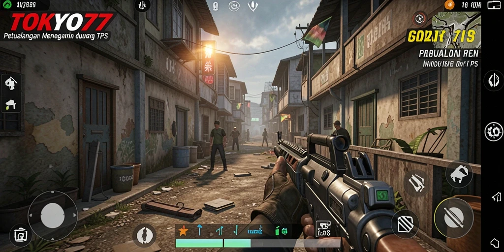 Screenshot gameplay menampilkan aksi menegangkan di TOKYO77.