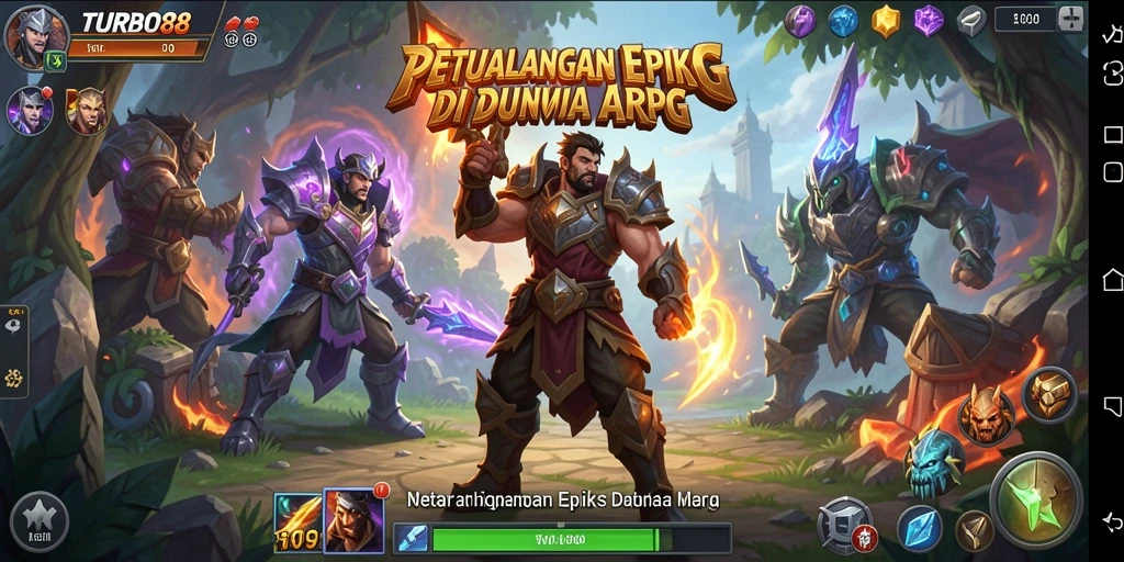 Menampilkan aksi seru dalam gameplay ARPG TURBO88.