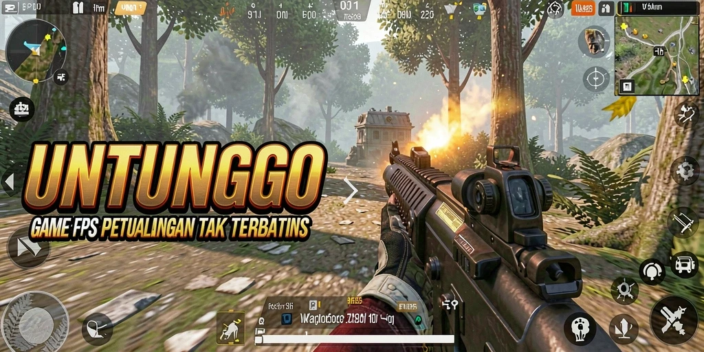 Gameplay seru di UNTUNGGO dengan aksi tembak-menembak yang intens.