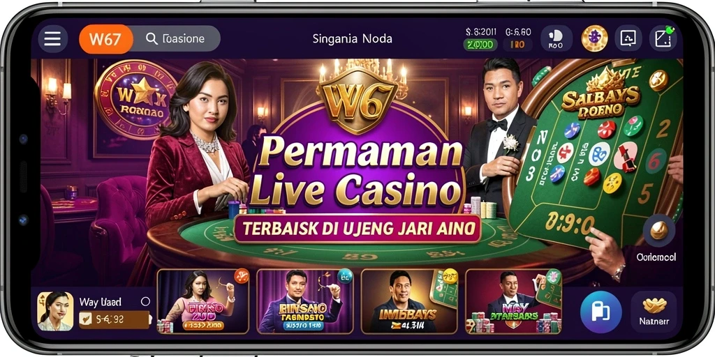 Gameplay W67 yang mendebarkan dengan dealer langsung.