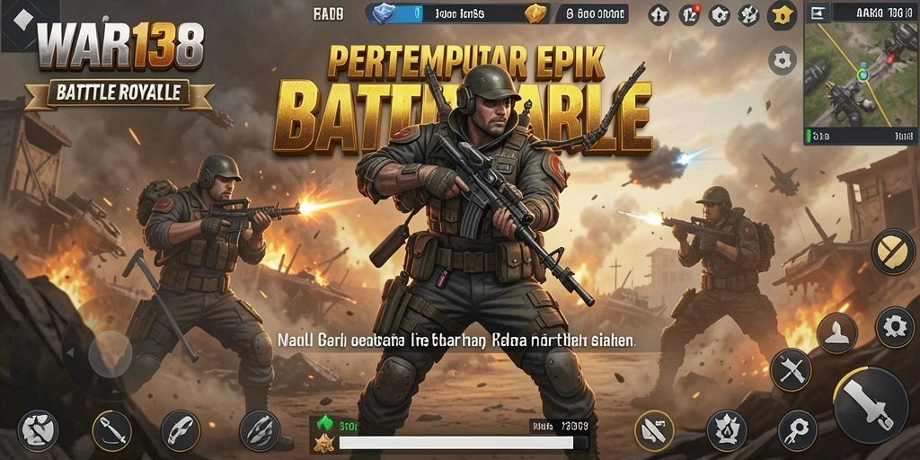 Tampilan mendalam dari aksi pertempuran dalam game Battle Royale.
